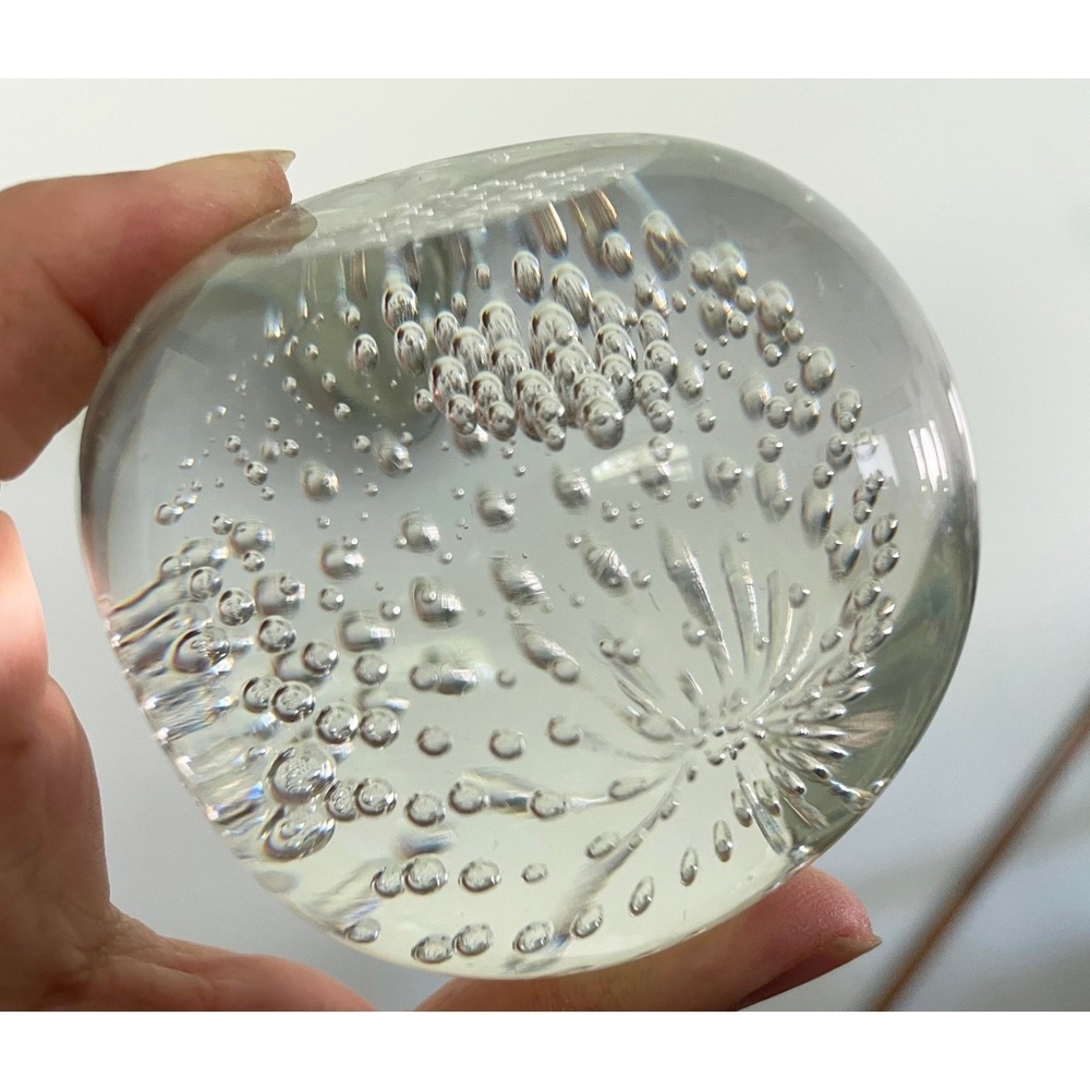 Bubble Clear Glass Paperweight Controlled Bubble Art Vintage 2.75 Inch - Picture 6 of 16